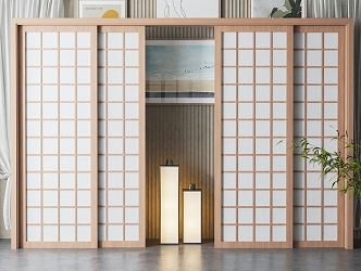 Japanese-style sliding door 3d model