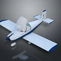 Sleek White Blue Passenger Aircraft with Transparent Canopy and Single Engine Design