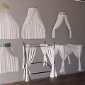 Modern drapery mosquito net bedding drapery gauze curtain 3d model