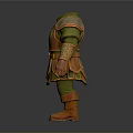 Fantasy Medieval Armor With Orange Green Leaf Pattern Chest Plate Arm Guards And Boots