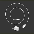 White Coiled Charging Cable With USB Connector And Power Plug