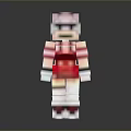 Pixelated Character Biological Design in Red Pink Striped Outfit Minecraft Style