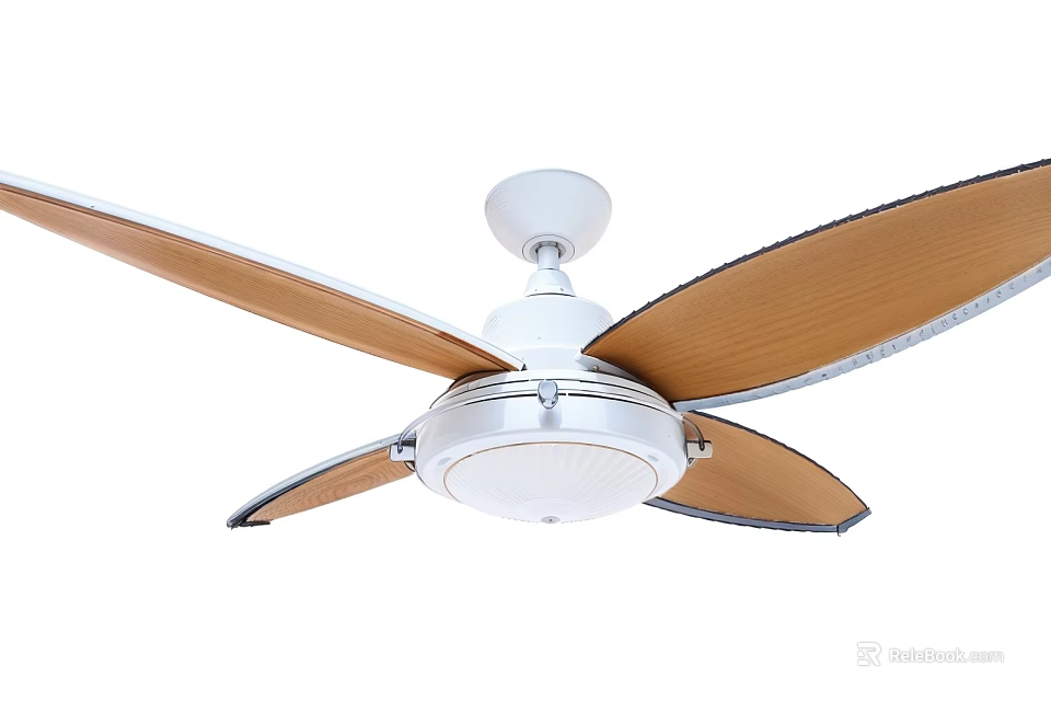 Modern White Ceiling Fan Light With Wooden Blades And Contemporary Design 3d model 