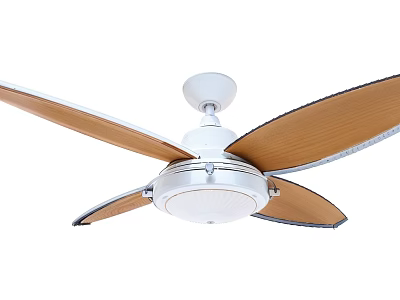 Modern White Ceiling Fan Light With Wooden Blades And Contemporary Design 3d model