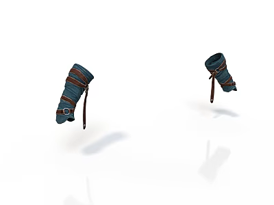 Medieval Weapon Leather Arm Guards With Brown Straps And Lacing Details 3d model