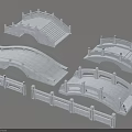 Multiple White Stone Bridge Models with Arched Steps and Decorative Railings