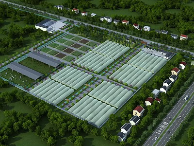 Ecological Garden Nongjiale Leisure Center Fishing Center Fishing Center Farm Sunlight Greenhouse Agricultural Greenhouse Sunlight Greenhouse Vineyard Plantation 3d model