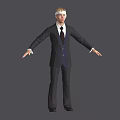 A Man in Black Suit White Shirt Red Tie with Arms Outstretched On Gray Background