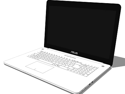ASUS White Body Laptop With Black Screen And Full Size White Keyboard 3d model