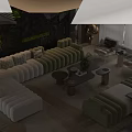 Modern Living Room Interior With Green Square Accents White Green Sofas And Metallic Coffee Tables