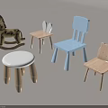 Wooden Kids Chairs with Playful Animal Shapes Rabbit Ear Bear Design and Light Blue Style