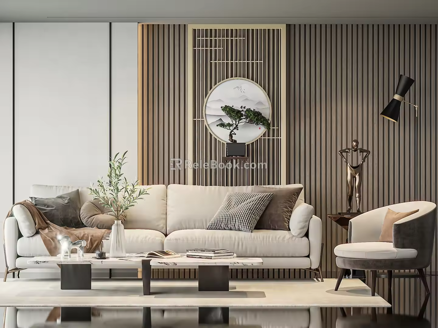 Modern sofa coffee table combination 3d model