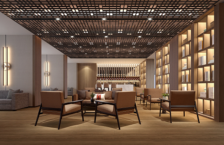 Modern Hall Hotel Lobby Bar 3d model