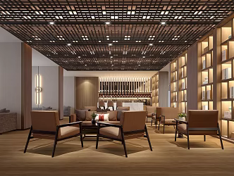 Modern Hall Hotel Lobby Bar 3d model