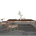 New Chinese Dining Table and Chair Combination Dining Table and Chair 3d model