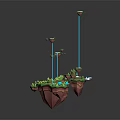 Lush Natural Floating Islands With Green Grass And Blue Structural Supports