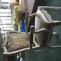 Elegant European Style Carved Dining Chair With Floral Upholstered Backrest And Armrests