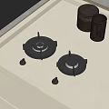Modern Kitchen Gas Stove Appliance With Beige Countertop And Metal Containers