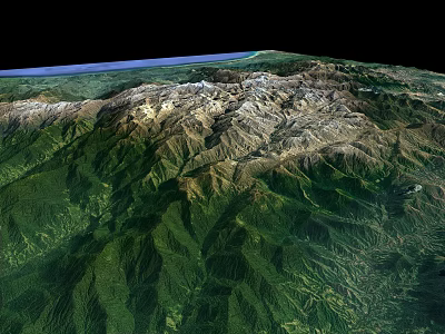 Scenic Lush Green Garden Landscape With Rolling Mountain Ranges And Natural Terrain 3d model
