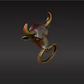 Ornate Bull Head Shaped Brass Door Handle With Decorative Ring Design