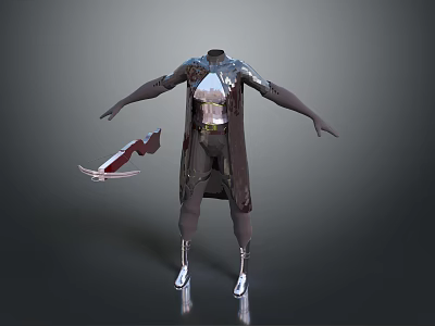Futuristic Sci Fi 3D Character Model With Mechanical Armor Cloak And Weapon 3d model