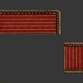 Wooden Furniture Set With Red Cushions Carved Frame And Decorative Design Details