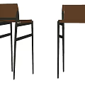 Modern Bar Stools With Brown Leather Seats And Black Metal Frames 3d model