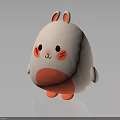 Cute Cartoon Rabbit Doll With White Body Orange Belly And Pink Ears