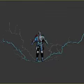 Glowing Character And Creature Surrounded By Blue Electric Lightning Energy