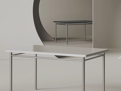 Modern Dining Table Set With Metal Frame And White Tabletop Minimalist Interior Design 3d model