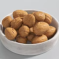 Healthy Organic Walnuts Filled in Ceramic White Bowl on Simple Light Background