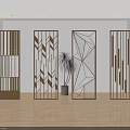 Modern Room Dividers With Geometric Patterns And Metal Frames For Interior Decor 3d model