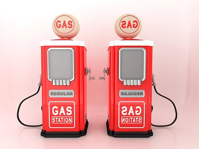 Two Red Gas Pumps At Gas Station With Regular And Premium Labels 3d model Two Red Gas Pumps At Gas Station With Regular And Premium Labels 3d model
