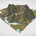 Scenic Mountain Landscape With Rocky Peaks Green Vegetation And Winding Streams