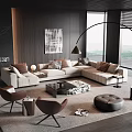 Modern Sofa Coffee Table Set With Beige Sofa Marble Top Table Accent Chairs And Rug