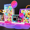 Colorful Smile Faces Photo Spot With Flower Decorations And Ambient Lighting