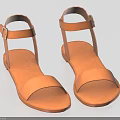 Brown Leather Sandals with Simple Adjustable Strap Design and Comfortable Flat Sole