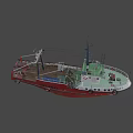 Red Marine Ship With Russian Flag Deck Lifebuoy Antenna And White Cabin Structure