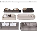 Modern Sofa Set Collection In Neutral Tones With Decorative Accent Pillows 3d model