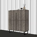 Modern Stylish Entryway Console Cabinet With Textured Doors And Decorative Accents