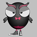 Stylish Black Owl Doll With Pink Eyebrows Bow Tie And Sneakers