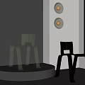 Transparent Acrylic And Black Metal Accent Chairs In Modern Grey Room With Round Wall Lights