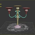 Elegant Silver Candelabra With Three Candle Holders On Lace Doily