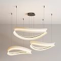 Sleek Modern Curved White Pendant Light Hanging From Ceiling With Illuminated Glow