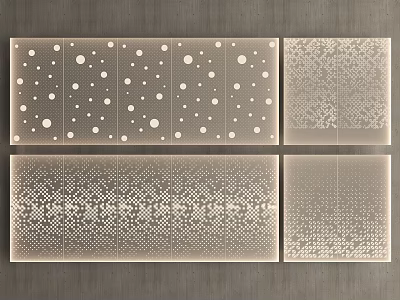Modern Wall Decor Panels With Intricate Dot Patterns And Gradient Designs 3d model