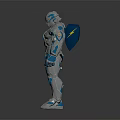 Sci-Fi Robot Character In Blue Silver Armor With Mechanical Details And Glowing Elements 3d model