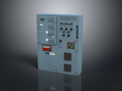 Modern Electrical Control Panel With Buttons Switches Indicators And Display Screen 3d model