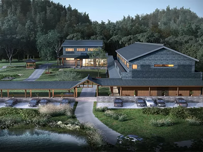 Chinese Ancient Architecture Featuring Overhanging Eaves And Wooden Structure In Natural Garden Setting 3d model