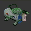Portable Blue And White Air Compressor With Black Handle Pressure Gauge And Base Feet