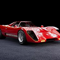 Vintage Red Sports Car Features Sleek Body 4200 Number And Silver Wheels On Dark Floor